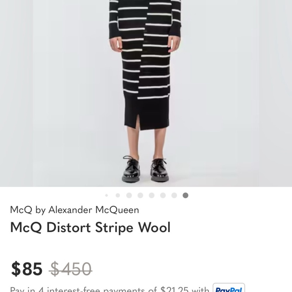 McQ by Alexander McQueen Black and White Striped Distort Midi Dress - Picture 12 of 13